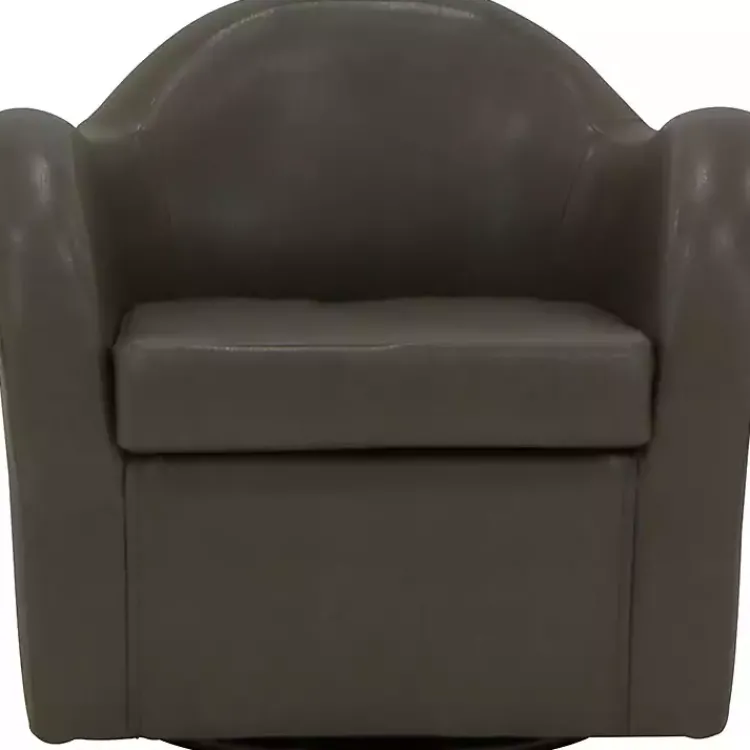 Kirklands Home Accent Chairs|Max Charcoal Faux Leather Swivel Club Accent Chair Gray
