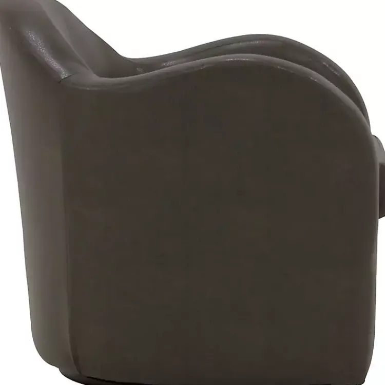 Kirklands Home Accent Chairs|Max Charcoal Faux Leather Swivel Club Accent Chair Gray