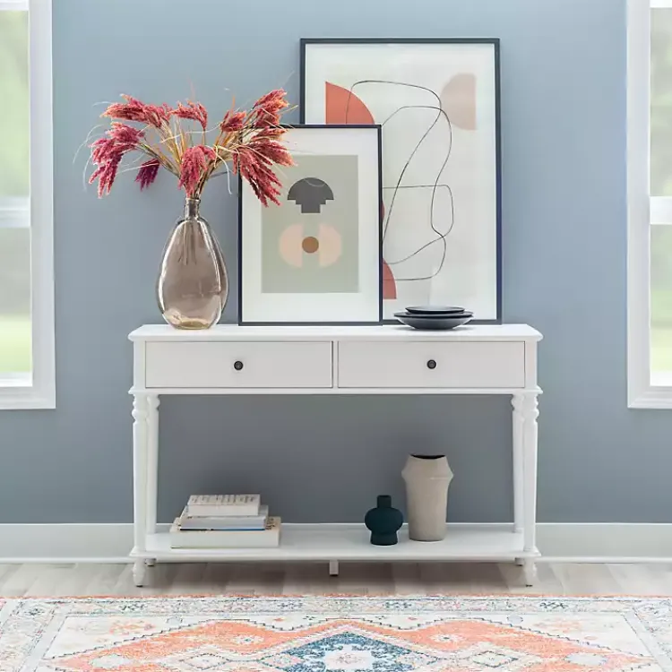 Kirklands Home Console Tables|McGhie 2-Drawer Console Table White