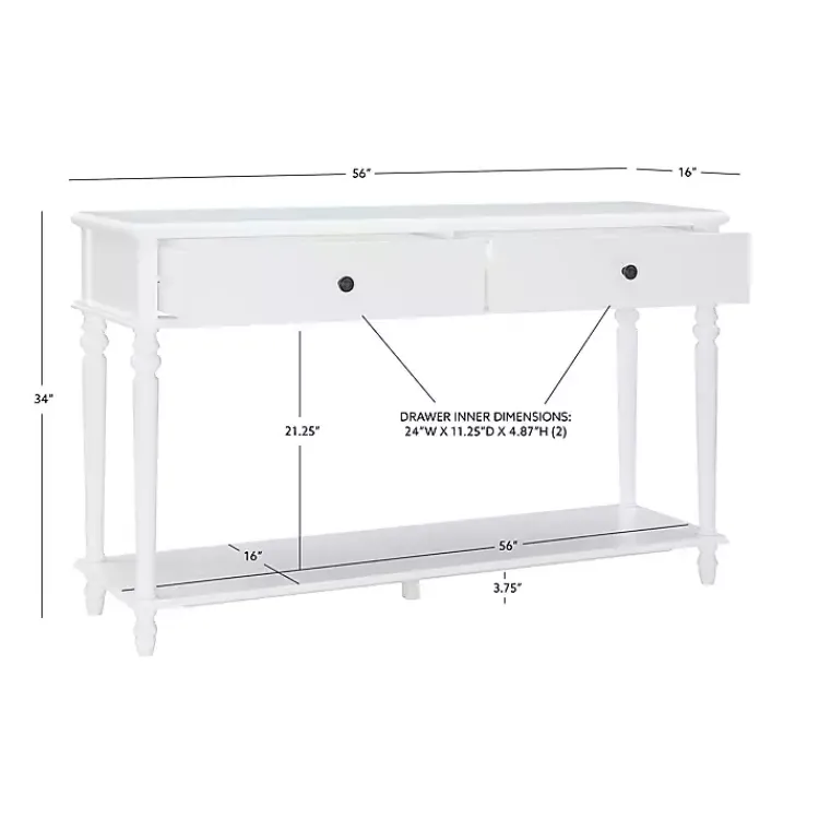 Kirklands Home Console Tables|McGhie 2-Drawer Console Table White