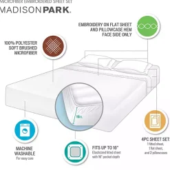 Kirklands Home Bed Sheets|Medallion Hem Microfiber 4-pc. Full Sheet Set