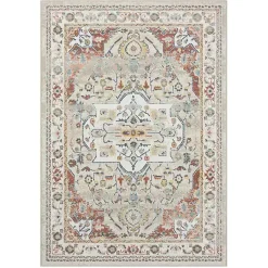 Kirklands Home Area Rugs|Medallion Rust Area Rug, 5x7 Ivory