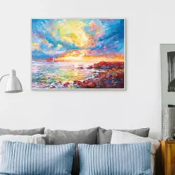 Kirklands Home Canvas Art|Mediterranean Sunset Framed Canvas Art Print