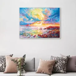 Kirklands Home Canvas Art|Mediterranean Sunset Framed Canvas Art Print