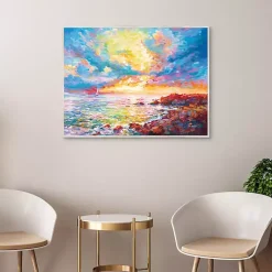 Kirklands Home Canvas Art|Mediterranean Sunset Framed Canvas Art Print