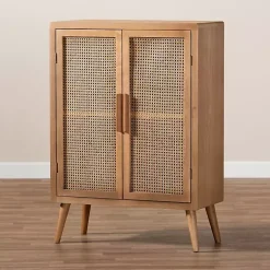 Kirklands Home Cabinets & Sideboards|Medium Oak Rattan 2-Door Cabinet