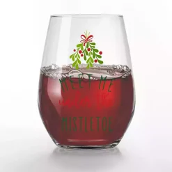 New Meet Me Under the Mistletoe Wine Glasses, Set of 2 Christmas Dining & Entertaining