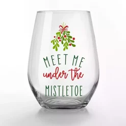 New Meet Me Under the Mistletoe Wine Glasses, Set of 2 Christmas Dining & Entertaining