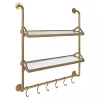 Kirklands Home Shelves|Merit Gold Metal Wall Shelf with Hooks