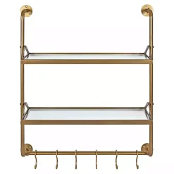 Kirklands Home Shelves|Merit Gold Metal Wall Shelf with Hooks