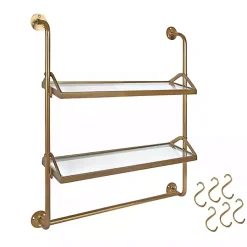 Kirklands Home Shelves|Merit Gold Metal Wall Shelf with Hooks