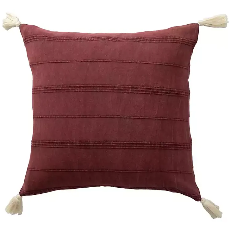 Outlet Merlot Striped Organic Cotton Throw Pillow Pillows