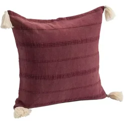 Outlet Merlot Striped Organic Cotton Throw Pillow Pillows