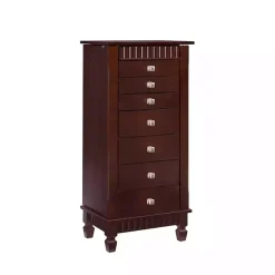Kirklands Home Dressers & Chests|Merlot Wood 7-Drawer Joslyn Jewelry Armoire Brown