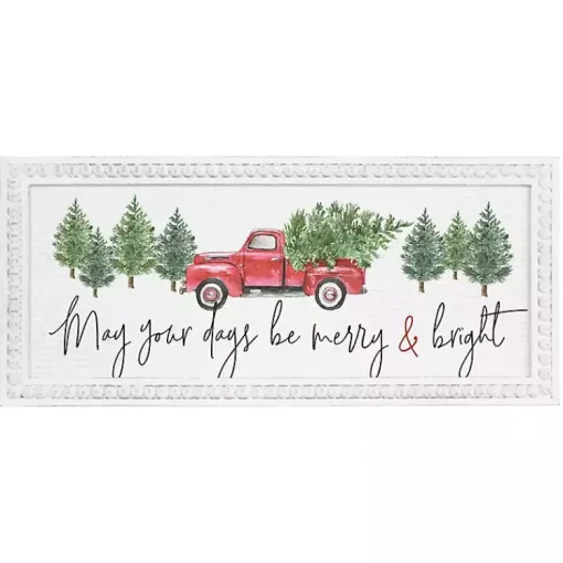 Sale Merry & Bright Beaded Frame Wall Plaque Christmas Art & Wall Decor