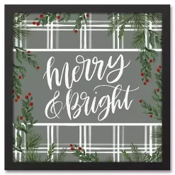 Merry & Bright Plaid Framed Wall Plaque Christmas Art & Wall Decor