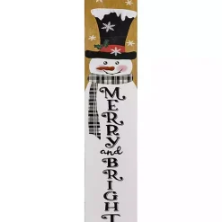Merry & Bright Snowman Porch Board Outdoor Christmas Decorations