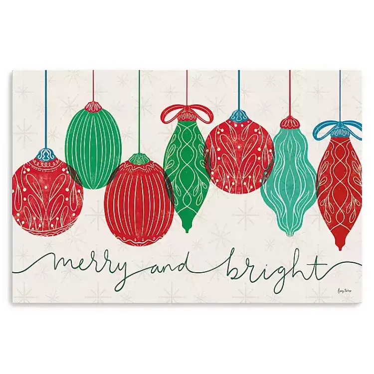 Outlet Merry and Bright Bulbs Canvas Art Print, 24x16 in. Christmas Art & Wall Decor