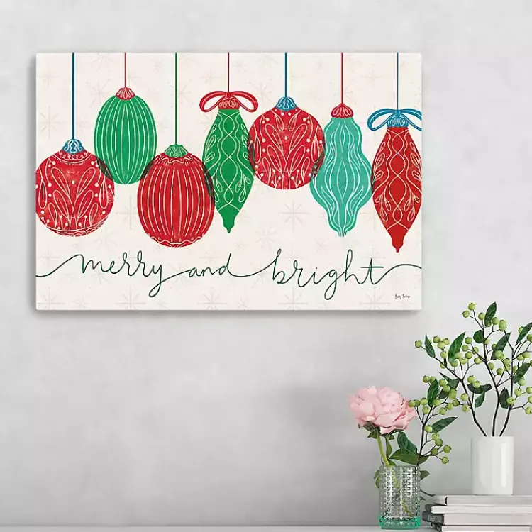 Outlet Merry and Bright Bulbs Canvas Art Print, 24x16 in. Christmas Art & Wall Decor