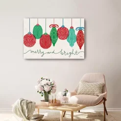 Discount Merry and Bright Bulbs Canvas Art Print, 36x24 in. Christmas Art & Wall Decor