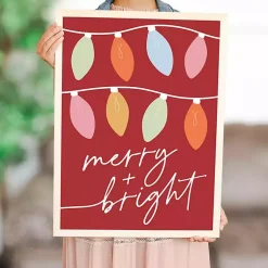 Clearance Merry and Bright Lights Wall Plaque Christmas Art & Wall Decor