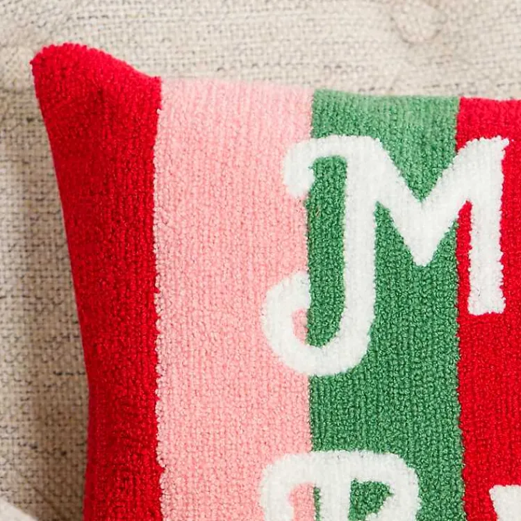 Discount Merry and Bright Striped Pillow Pillows