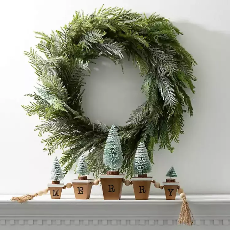 Hot Merry Bottle Brush Tree Tabletop Blocks Christmas Decorations