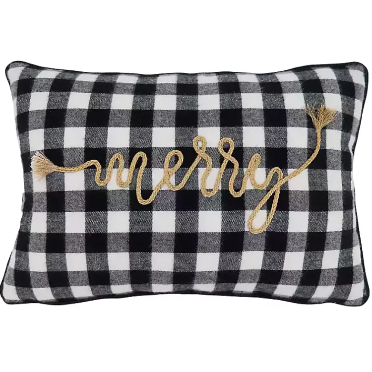 Discount Merry Buffalo Plaid Lumbar Pillow Christmas Pillows