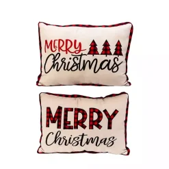 Outlet Merry Christmas Buffalo Check Pillows, Set of 2 Pillows