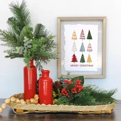 Outlet Merry Christmas Colorful Trees Framed Art Print Christmas Art & Wall Decor