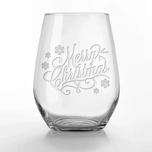 Discount Merry Christmas Etched Wine Glasses, Set of 2 Christmas Dining & Entertaining