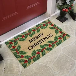 Sale Merry Christmas Holly Doormat Outdoor Christmas Decorations