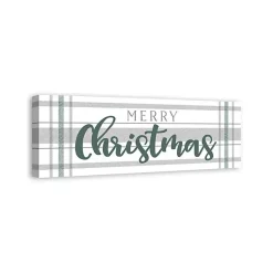 Hot Merry Christmas Plaid Canvas Wall Plaque Christmas Art & Wall Decor