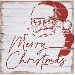 Outlet Merry Christmas Santa Wood Wall Plaque Christmas Art & Wall Decor