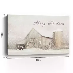 Clearance Merry Christmas Snowy Farm Canvas Art Print Christmas Art & Wall Decor