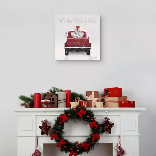 Sale Merry Christmas Snowy Truck Canvas Art Print Christmas Art & Wall Decor