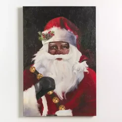 Best Merry Santa with Bells Canvas Art Print Christmas Art & Wall Decor