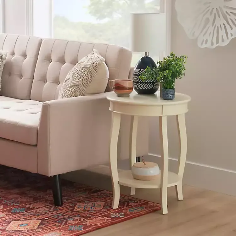Kirklands Home Accent & End Tables|Merryweather Off White Accent Table Ivory