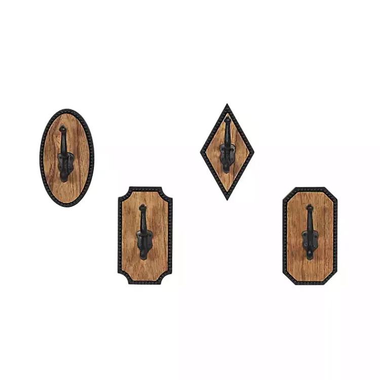 Kirklands Home Hooks|Metal and Wood Beaded Wall Hooks, Set of 4