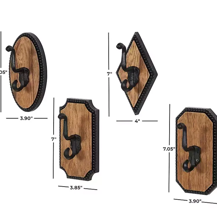 Kirklands Home Hooks|Metal and Wood Beaded Wall Hooks, Set of 4