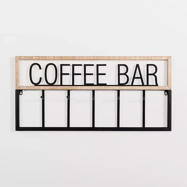 Kirklands Home Hooks|Metal and Wood Coffee Bar Wall Hooks