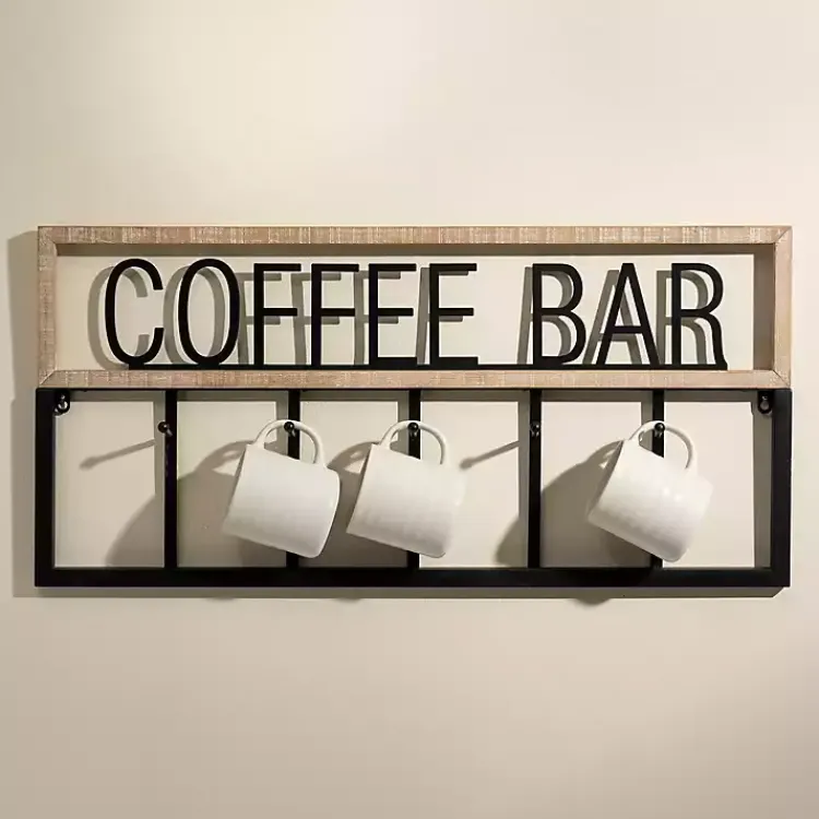 Kirklands Home Hooks|Metal and Wood Coffee Bar Wall Hooks