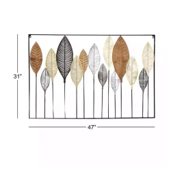 Kirklands Home Wall Plaques|Metal and Wood Leaf Stems Wall Plaque Multi