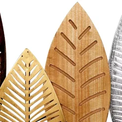 Kirklands Home Wall Plaques|Metal and Wood Leaf Stems Wall Plaque Multi