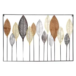 Kirklands Home Wall Plaques|Metal and Wood Leaf Stems Wall Plaque Multi