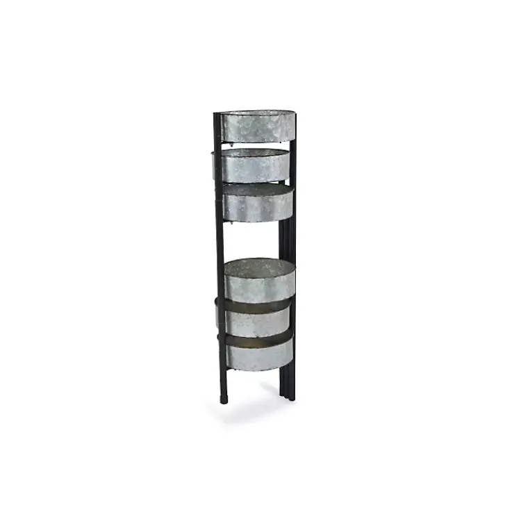 Kirklands Home Planters|Metal and Wood 6-Pot Folding Plant Stand
