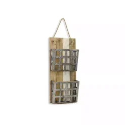 Kirklands Home Wall Storage|Metal and Wood 2-Tier Mail Holder Wall Plaque