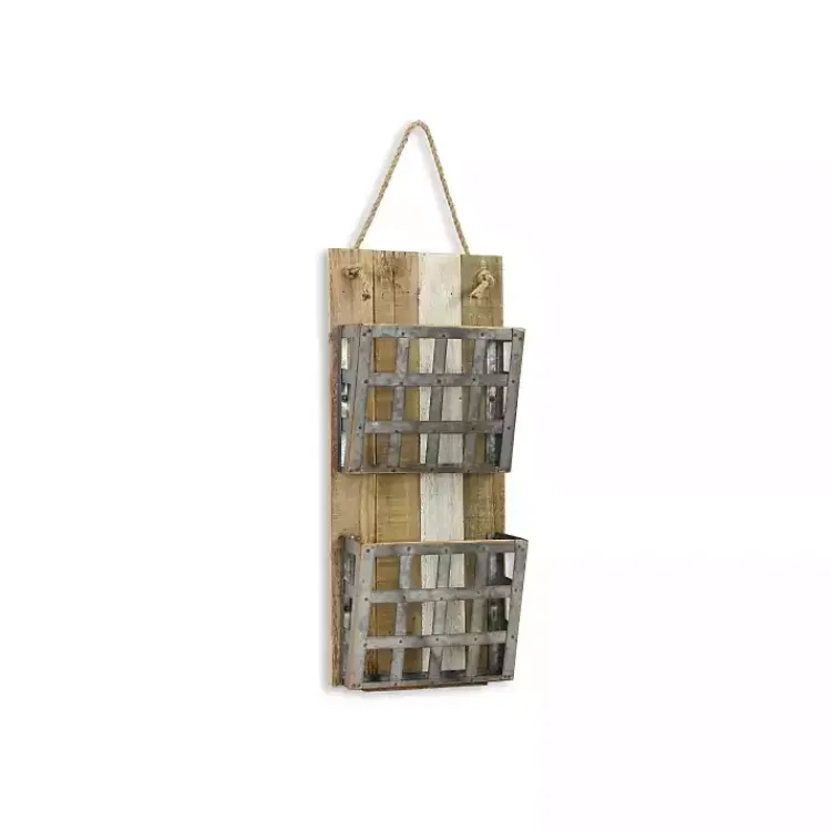 Kirklands Home Wall Storage|Metal and Wood 2-Tier Mail Holder Wall Plaque