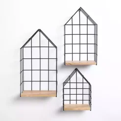 Kirklands Home Shelves|Metal Grate House Wall Shelves, Set of 3