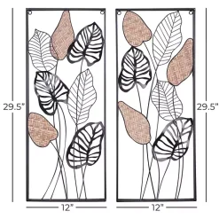 Kirklands Home Wall Plaques|Metal Palm Leaf Panel Wall Plaques, Set of 2